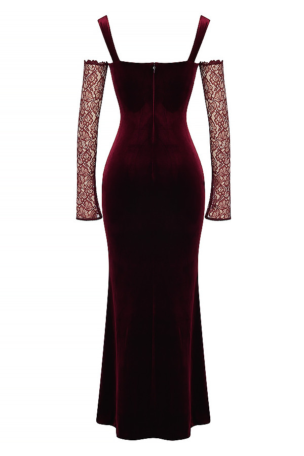 Buy FabAlley Women Maroon Velvet Off Shoulder Maxi Dress - Dresses for  Women 6980321 | Myntra